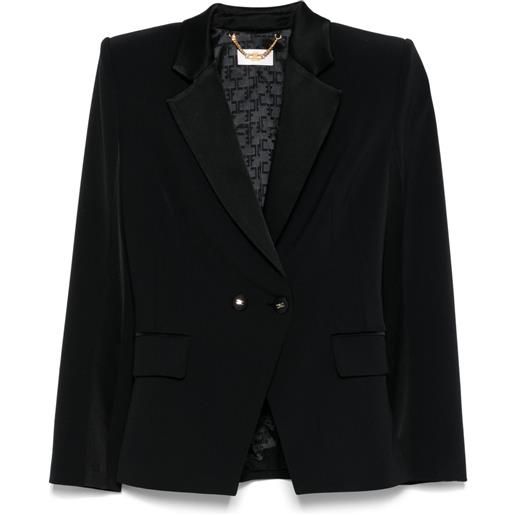 Elisabetta Franchi blazer in crêpe con revers in raso - nero