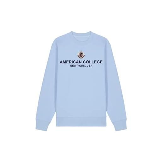 AMERICAN COLLEGE USA, set di 2 pezzi, uomo, donna, felpa e pantaloni, sweat shirt, pant, felpa, maglione, pantaloni, sportivi, lotto di 2, unisex, modello acs25set1 sky blue m