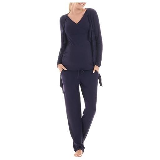 Herzmutter pigiama premaman - set pigiama allattamento maternità - 3 pezzi - abbigliamento casa per gravidanza e allattamento - 8100(blu scuro, xxl)