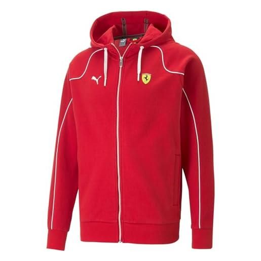 PUMA scuderia ferrari - felpa con cappuccio da uomo, rosso corsa, xxl
