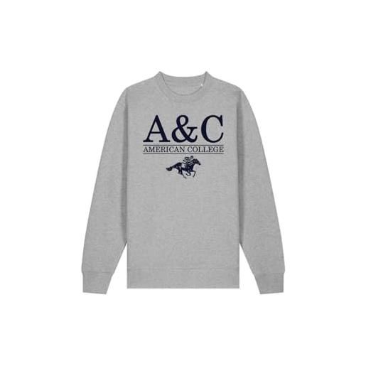 AMERICAN COLLEGE USA, set di 2 pezzi, uomo, donna, felpa e pantaloni, sweat shirt, pant, felpa, maglione, pantaloni, sportivi, lotto di 2, unisex, modello acs25set5 grey m