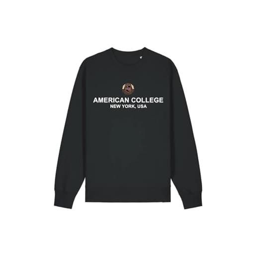 AMERICAN COLLEGE USA, set di 2 pezzi, uomo, donna, felpa e pantaloni, sweat shirt, pant, felpa, maglione, pantaloni, sportivi, lotto di 2, unisex, modello acs25set1 black m