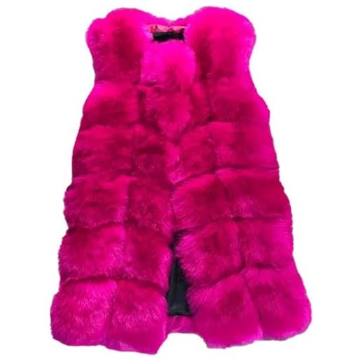 Kasen donna lanuginoso cappotto elegante pelliccia artificiale giacca senza maniche gilet rose m