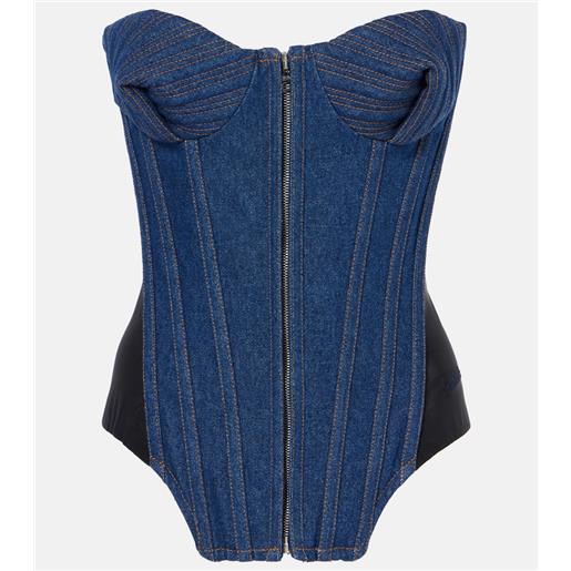 Jean Paul Gaultier corsetto di jeans con pannelli