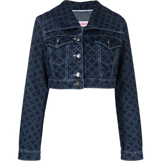 Charles Jeffrey Loverboy giacca denim crop con stampa - blu