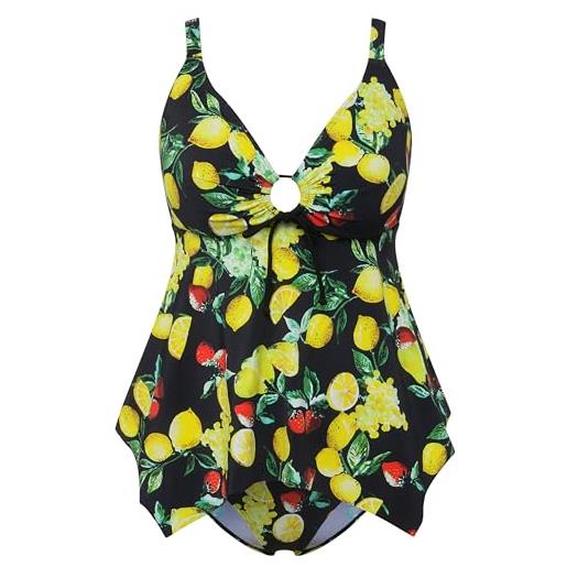 Ulla Popken tankini judith, bacche di limone 826539 set, nero, 56 donna