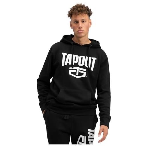 Tapout felpa con cappuccio active basic, nero/bianco, s uomo, 940002