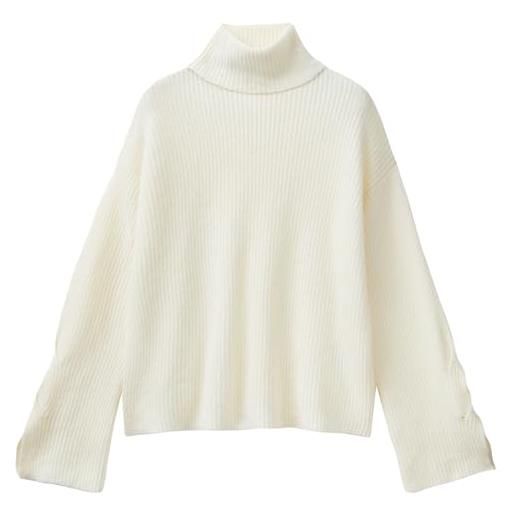 United Colors of Benetton maglia ciclista m/l 1244d203d maglione, bianco, l donna