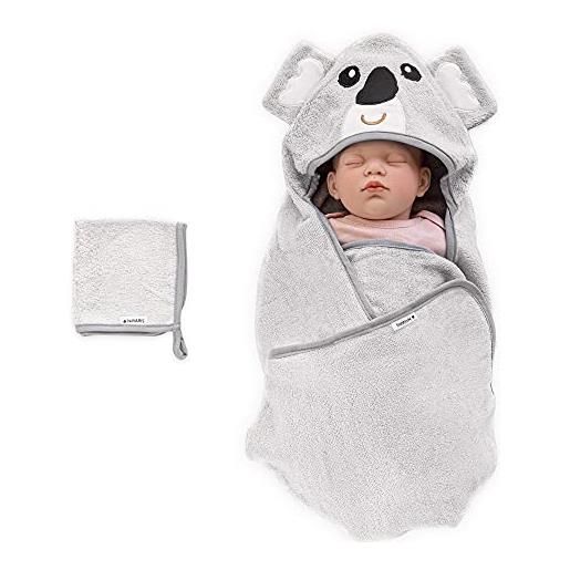 Asciugamano Poncho Con Cappuccio Per Bambini - 100% Microfibra - 60x120 Cm - Blu Cartoon - Asciugatura Rapida Per Spiaggia E Piscina