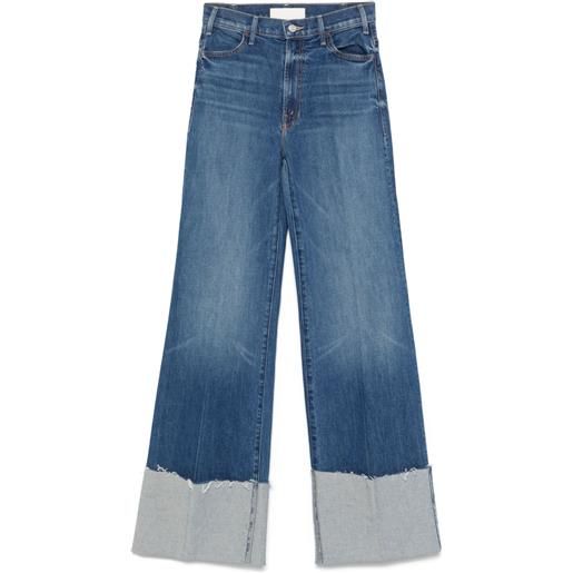 MOTHER jeans the hustler roller heel cuff fray - blu