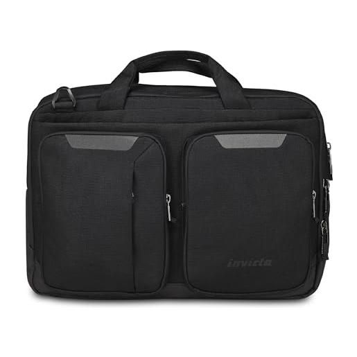 Invicta borsa da lavoro pliant, nero, borsa multiscomparto organizzata internamente con tasche rivestite in tessuto antigraffio, scomparto porta pc, viaggio e tempo libero