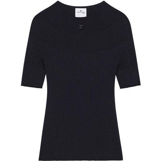 Courrèges maglione a coste - blu