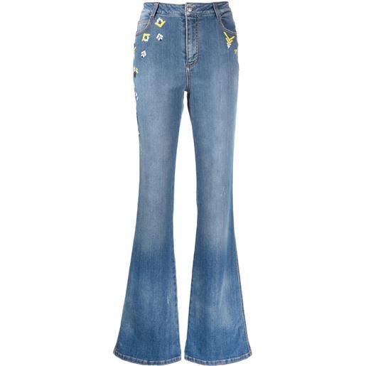 Ermanno Scervino jeans svasati con ricamo - blu