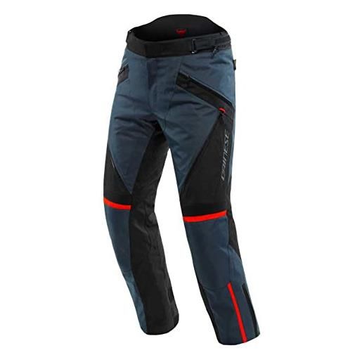 Dainese - tempest 3 d-dry pants, pantaloni da uomo moto touring, membrana impermeabile, interno termico removibile, protetezioni sulle ginocchia, ebano/nero/rosso lava, 60