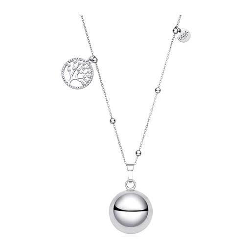SAGA GIOIELLI® Collana Chiama Angeli Per Gravidanza Con Ciondolo Ciuccio E Albero Della Vita - Lunghezza Regolabile 100 Cm - Acciaio Inossidabile