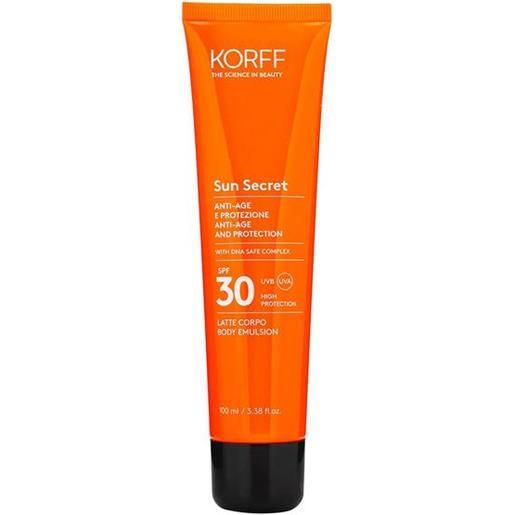 Korff sun secret latte solare corpo spf 30 antiage 100 ml