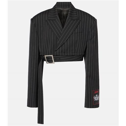 Jean Paul Gaultier blazer cropped in lana a righe