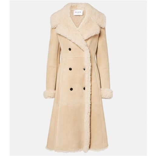 Alaia alaã¯a cappotto in suede con shearling