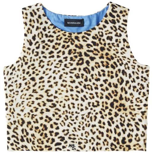 Monnalisa top in misto cotone con cut-out e stampa