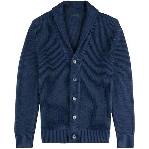Fay cardigan in maglia a coste - blu