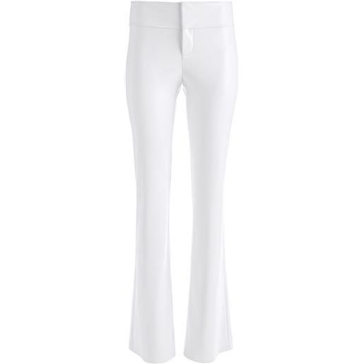 alice + olivia pantaloni svasati in pelle vegan olivia - bianco