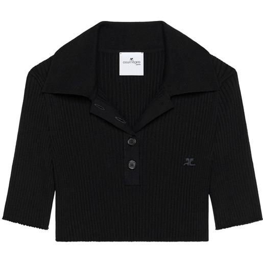 Courrèges polo crop - nero