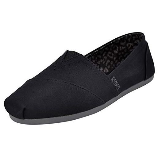 Skechers bobs plush-peace & love, espadrillas donna, nero, 38 eu larga