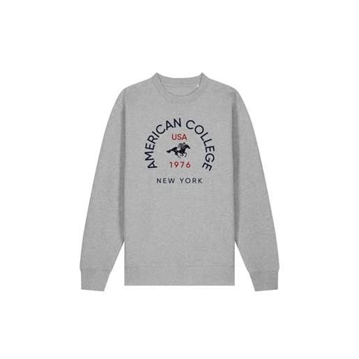 AMERICAN COLLEGE USA, set di 2 pezzi, uomo, donna, felpa e pantaloni, sweat shirt, pant, felpa, maglione, pantaloni, sportivi, lotto di 2, unisex, modello acs25set3 grey xxl