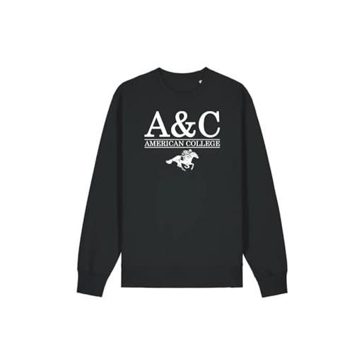 AMERICAN COLLEGE USA, set di 2 pezzi, uomo, donna, felpa e pantaloni, sweat shirt, pant, felpa, maglione, pantaloni, sportivi, lotto di 2, unisex, modello acs25set5 black m