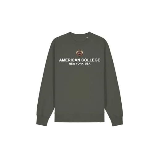 AMERICAN COLLEGE USA, set di 2 pezzi, uomo, donna, felpa e pantaloni, sweat shirt, pant, felpa, maglione, pantaloni, sportivi, lotto di 2, unisex, modello acs25set1 kaki xxl