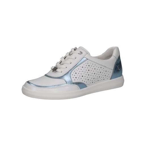 CAPRICE sneaker da donna bassi in pelle con traforo, blu (white/lt. Blue), 38,5 eu