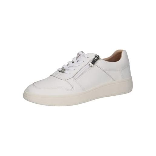 CAPRICE sneaker da donna bassi in pelle con cerniera, bianco (white comb), 39 eu