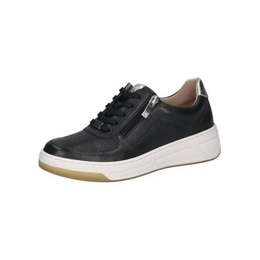 CAPRICE sneaker da donna bassi in pelle con cerniera, bianco (white/silver), 40 eu