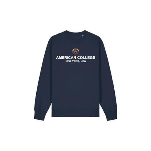 AMERICAN COLLEGE USA, set di 2 pezzi, uomo, donna, felpa e pantaloni, sweat shirt, pant, felpa, maglione, pantaloni, sportivi, lotto di 2, unisex, modello acs25set1 navy s
