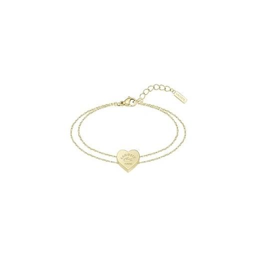 Lacoste braccialetto a catena da donna collezione love my croc in oro giallo con un charm a forma di cuore - 2040400