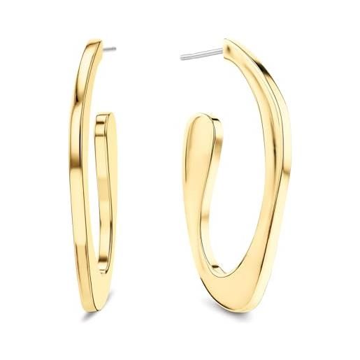 Calvin Klein orecchini a cerchio da donna collezione harmonious connection in acciaio inossidabile con cristalli - disponibile in versione oro o argento