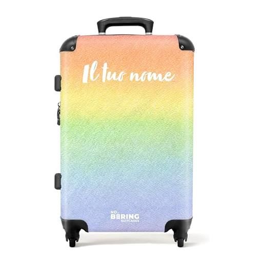 NoBoringSuitcases.com valigia per bambini, valigia grande, valigia personalizzabile, trolley bambini, valigie, serratura tsa, valigia grande 23 kg (67 cm - 72 l) (arcobaleno pastello - multicolore)