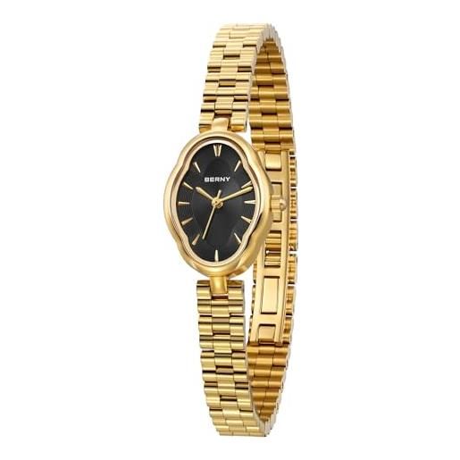 BERNY orologio oro per le donne vintage donna orologio al quarzo 3atm impermeabile moda femminile orologio da polso di lusso orologi da braccialetto idear regalo per ragazza