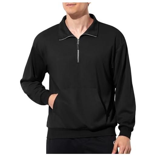 Mauro Kane felpa uomo senza cappuccio felpe con mezza zip e tasca kangaroo felpa sportiva casual pullover, s~xxl
