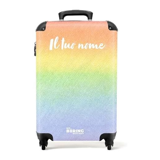 NoBoringSuitcases.com valigia bambini, trolley bambini, valigia per bambini, trolley, valigie per bambini, valigia 10 kg, valigia personalizzabile, 55x40x20 cm (arcobaleno pastello - multicolore)