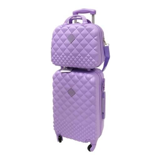 Camomilla milano set 2 pz valigeria, trolley (40 lt. ) + vanity case (15 lt. ), materiale rigido, ruote pivotanti, colore glicine