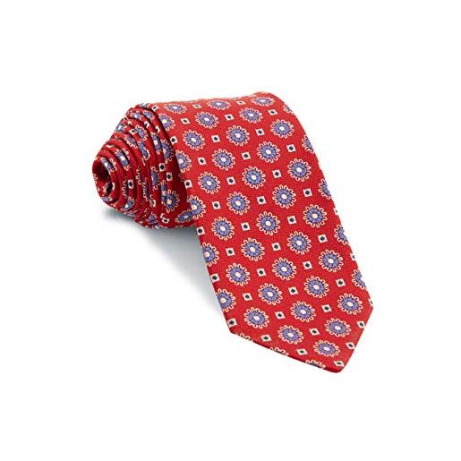 Cencibel Smart Casual cravatta rossa medaglioni blu in seta naturale