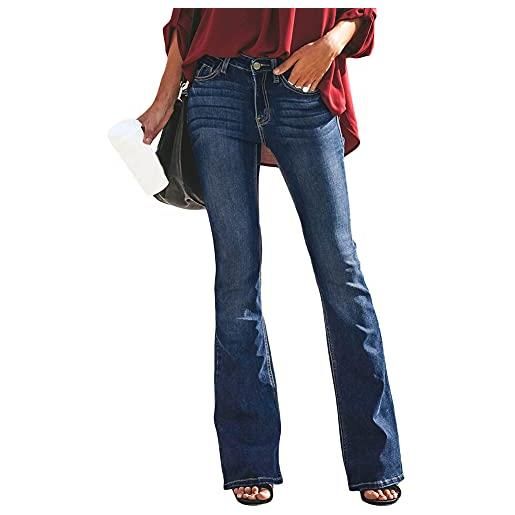 GUOCU pantaloni lunghi vita bassa donna jeans a zampa bootcut pantaloni a zampa d'elefante elasticizzati slim fit pantaloni flare casuale strappati buco denim pantaloni vintage pantaloni a gamba larga s