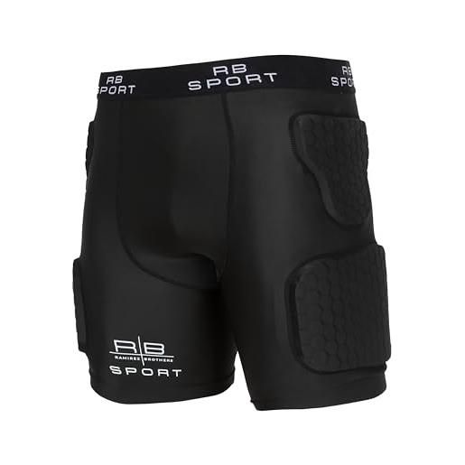RAMIREZ BROTHERS -pantaloncini protettivi imbottiti per calcio, pallacanestro, rugby e pallamano, protezione tridimensionale dell'anca, posteriore, cosce e coccige, nero , xl