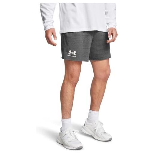 Under Armour uomo rival terry 6 short, pantaloni corti allenamento, palestra e corsa leggeri, shorts sportivi versatili e traspiranti con tasche, castlerock/onyx white, xxl
