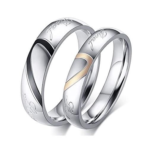 TEAMER Anello per coppie in acciaio inossidabile Moda semplice casual Anelli per dito Gioielli Anniversario di fidanzamento per uomo Donna (stile 2-ATTRAVERSO-nreo, 19