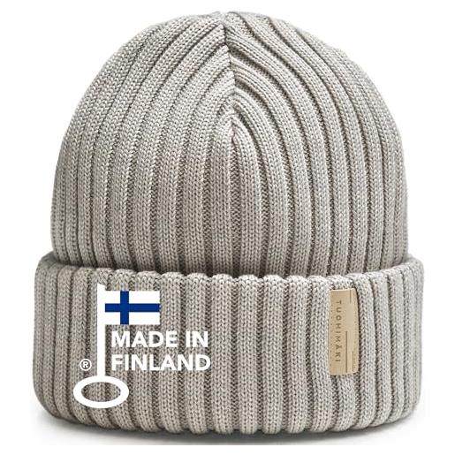 TUOHIMÄKI merino beanie donna e uomo - 100% lana merino extra fine - made in finlandia - grigio, taglia unica - perfetto per le giornate fredde - berretto invernale da uomo - morbido e traspirante - berretto da