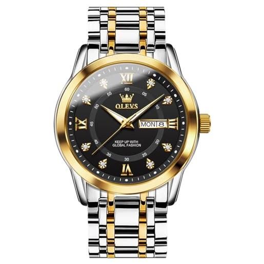 OLEVS Orologio Uomo Classico Al Quarzo – Cassa In Acciaio Inox, Quadrante Con Numeri Romani, Impermeabile 30m