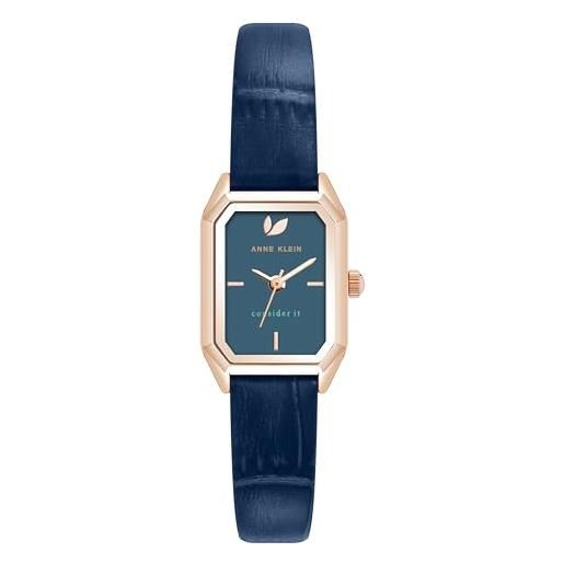 Anne klein orologio da donna con cinturino in pelle sostenibile, ak/5148, blu
