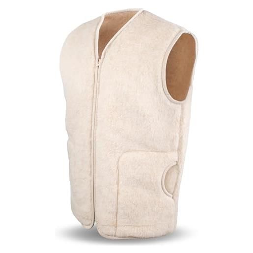PinkZebra gilet da uomo in lana vergine naturale, caldo gilet da uomo, in lana merino, traspirante, con cerniera, taglia l-3xl, 3xl